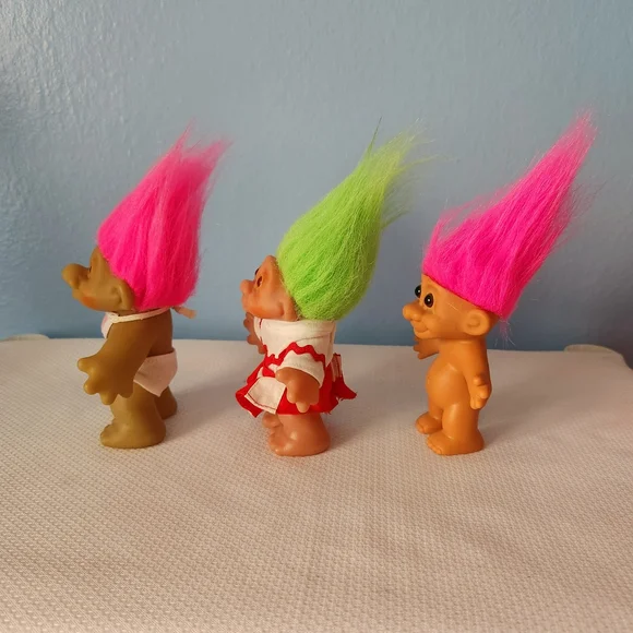 Vintage Thomas Dam Troll Dolls and One Russ Pink Green Hair 80s 90s - Picture 3 of 7
